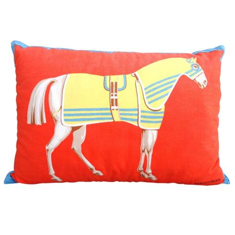 grey hermes pillow|Hermes equestrian pillow.